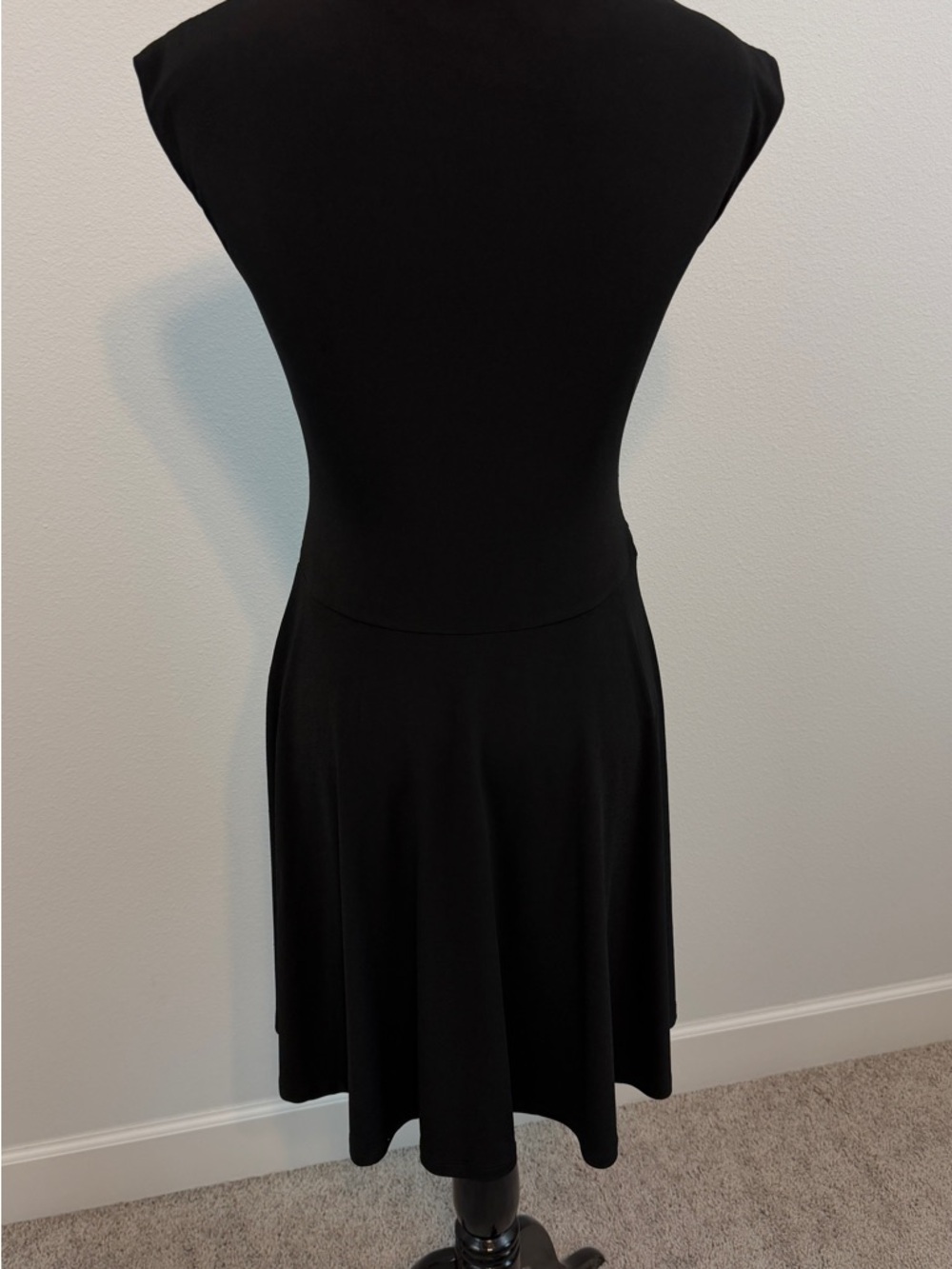 Boston Proper Black Ruched Wrap Midi Dress - Picture 6 of 9